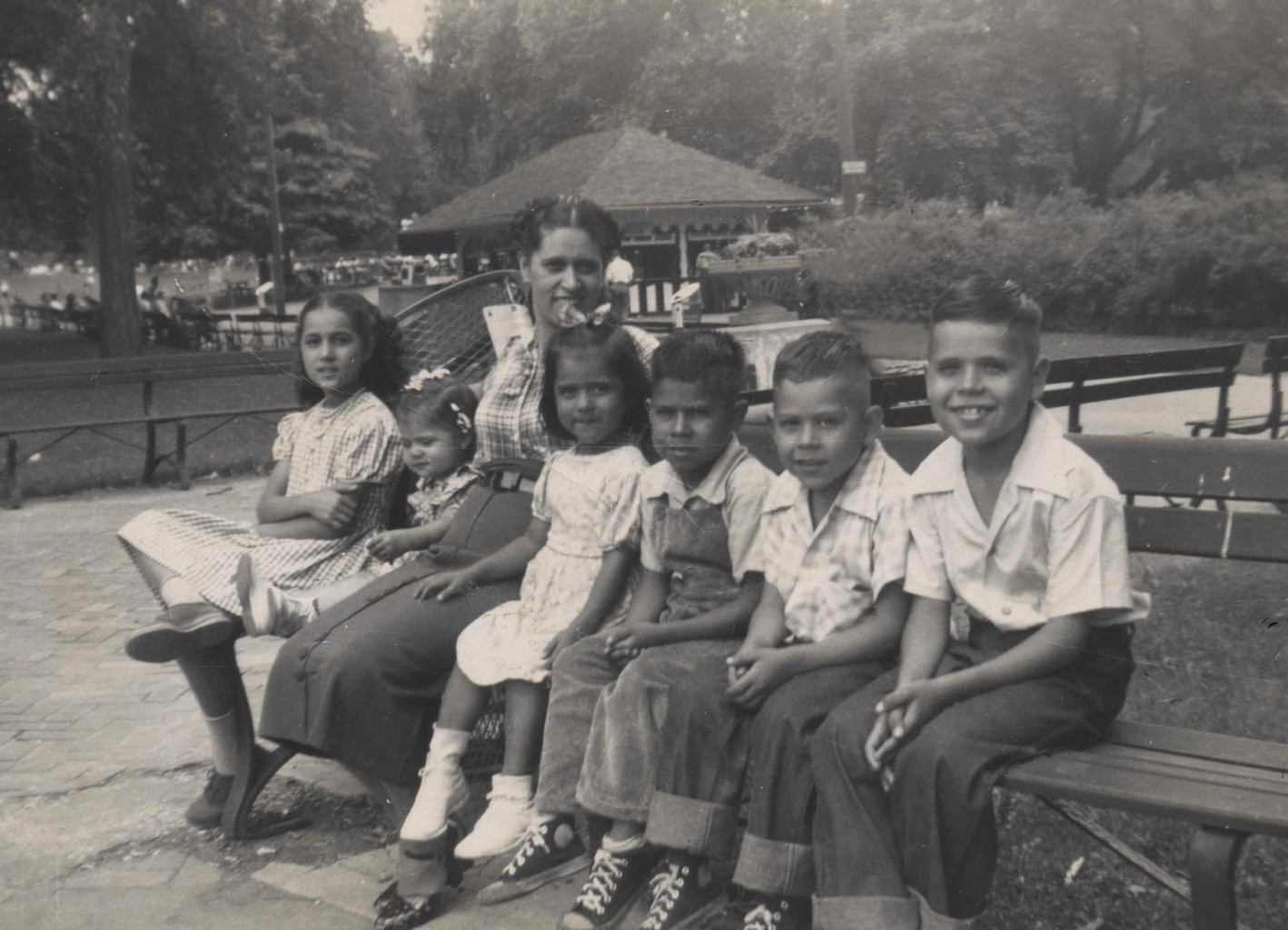 Villasenors at park in Milwaukee with Ma, circa 1950